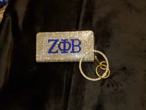 ΖΦΒ  Bling Wallet with Silver Bracelet Strap