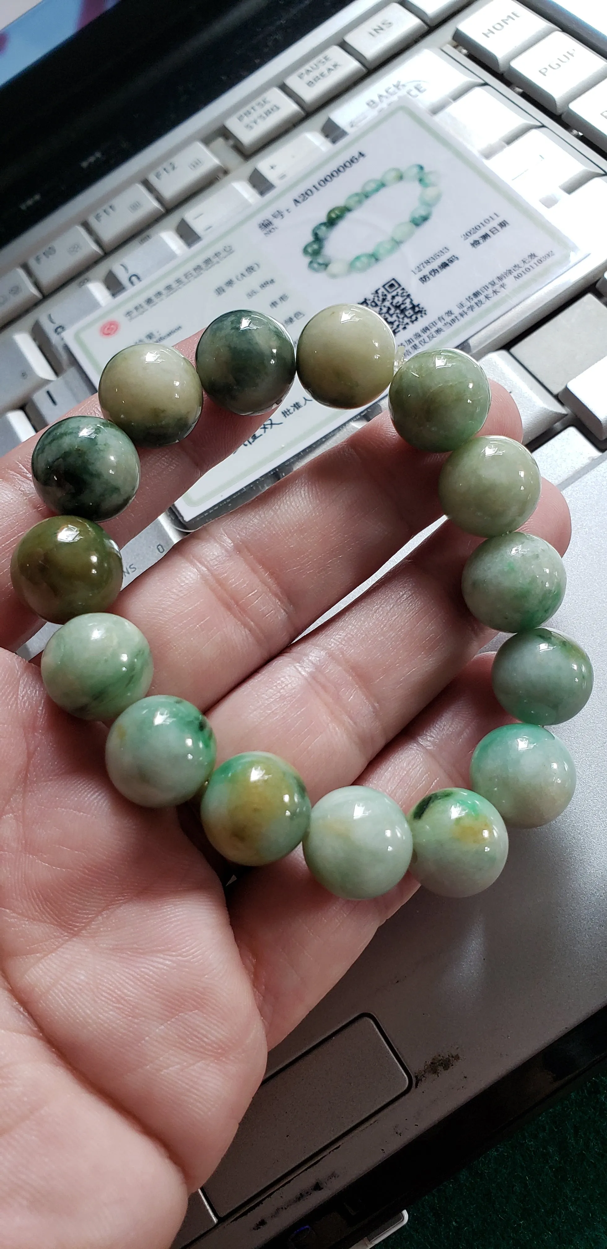 10% OF- 50-63mm Certified Natural Multi-Color Jadeite Emerald Jade Carved 12MM STAR Beads Stretchy-Bracelet《Grade A》A0064