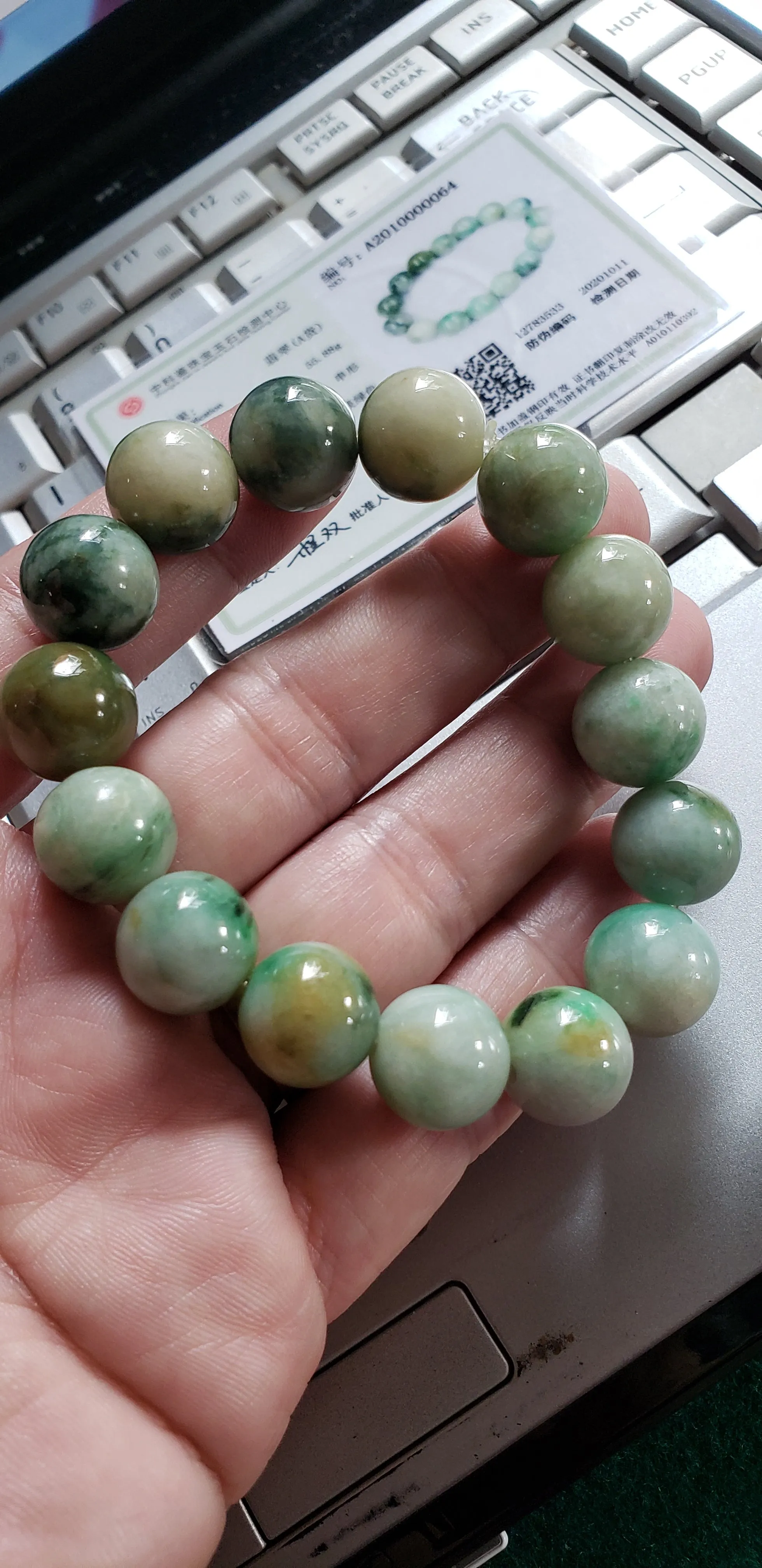 10% OF- 50-63mm Certified Natural Multi-Color Jadeite Emerald Jade Carved 12MM STAR Beads Stretchy-Bracelet《Grade A》A0064