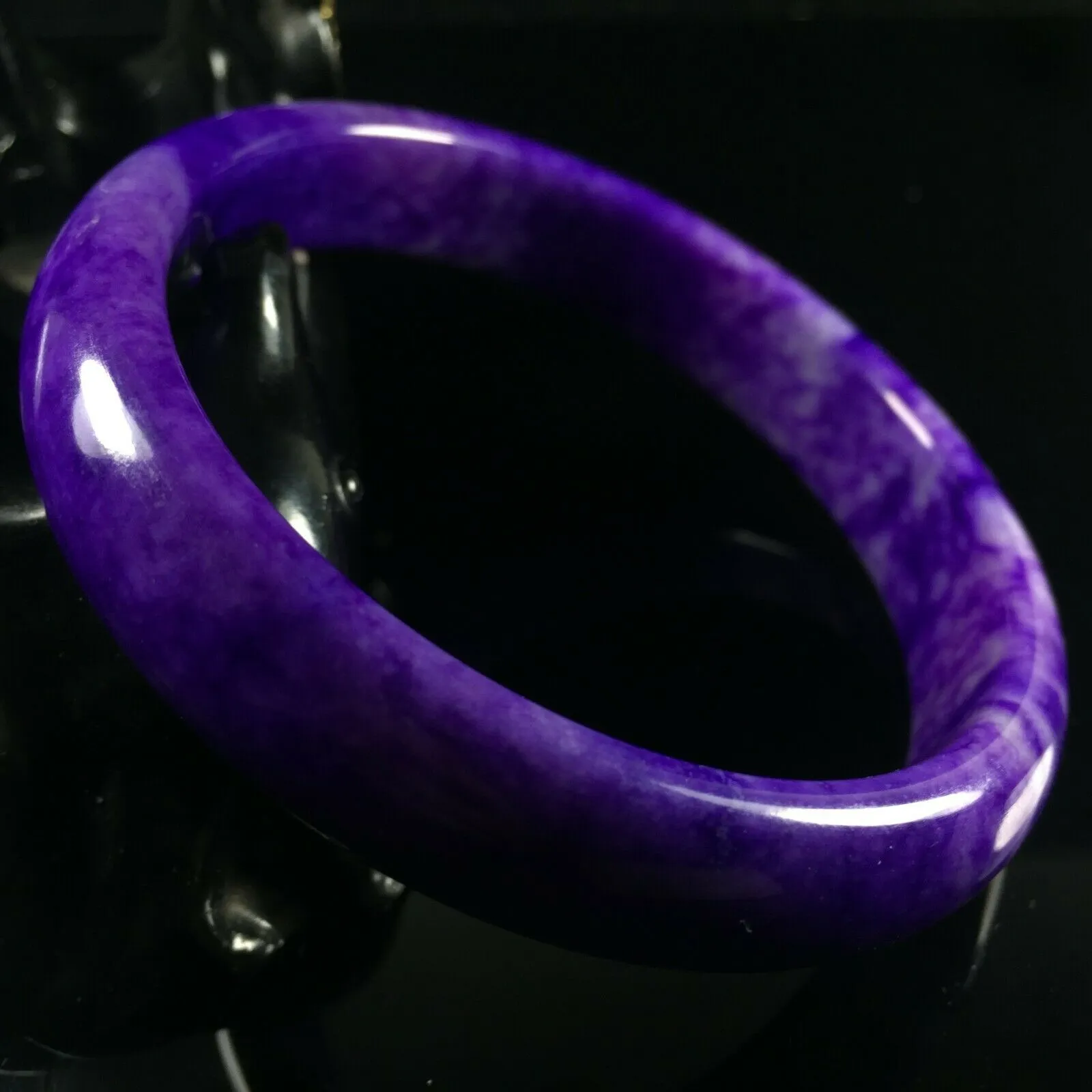 10% OF- 52/53/54mm Certified Natural Lavender Purple Emerald Jade A HandCarved Lucky Bracelet Bangle Z0025