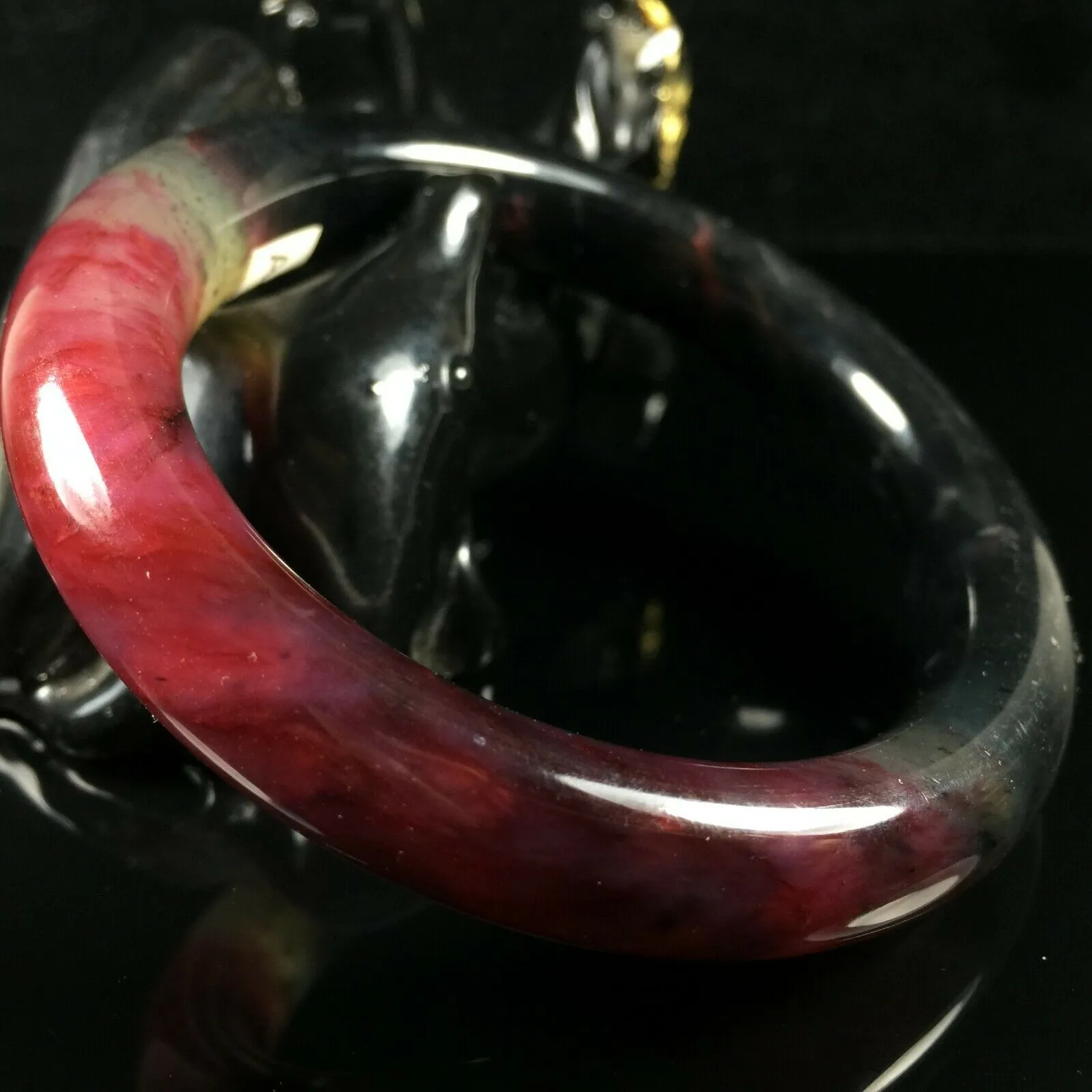 10% OF- 55/56/57mm Certified Natural Red Emerald Xiu Jade A HandCarved Lucky Round Bracelet Bangle A258