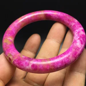 10% OF- 56/57/58mm Certified Natural Lavender Emerald A*Jade HandCarved Round Bracelet Bangle A346