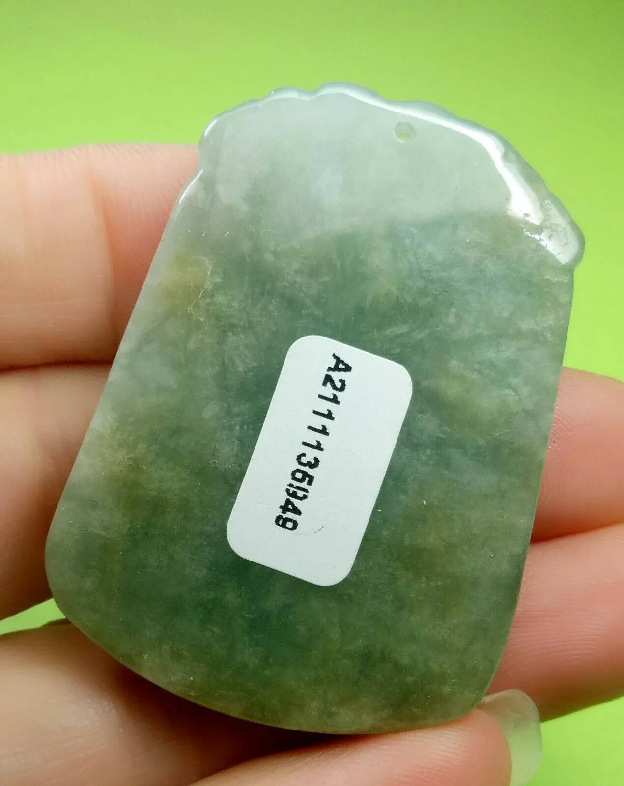 10% OF- Certified Natural Icy Jadeite Emerald A*Jade Handcarved Lucky Ox Cow Ruyi Coin Pendant A5949