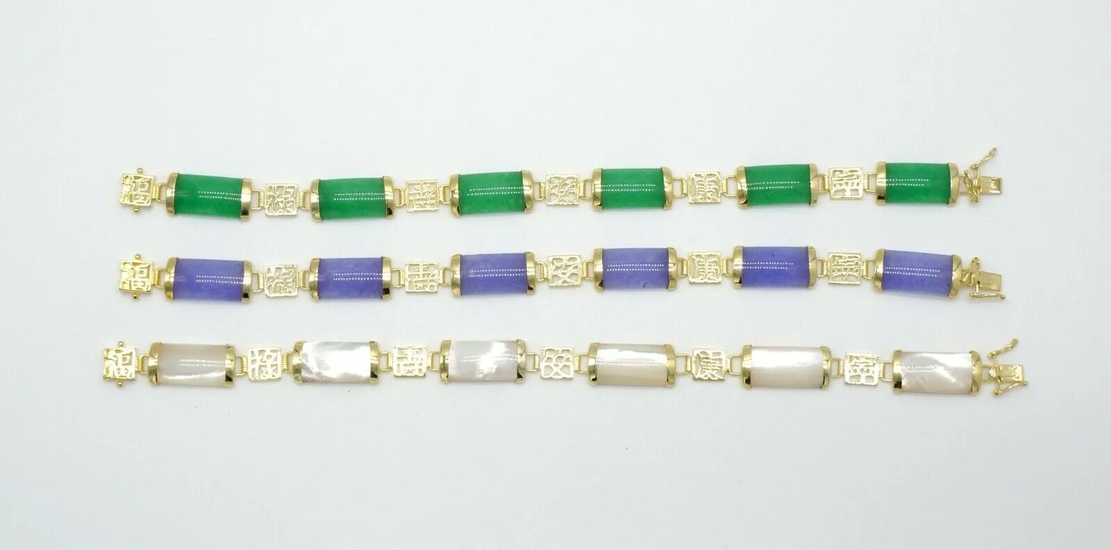 10% OFF- 190mm/7.5in Certified Natural Ice Jadeite Emerald Jade Gems Gold Plated Fortune Lucky Link Clasp Bracelet