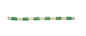 10% OFF- 190mm/7.5in Certified Natural Ice Jadeite Emerald Jade Gems Gold Plated Fortune Lucky Link Clasp Bracelet