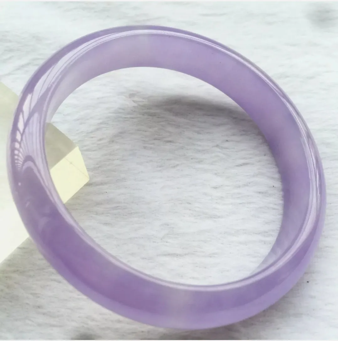 10% OFF- 55/56/57mm Certified Natural Lavender Jadeite Emerald A*Jade HandCarved Lucky Bracelet Bangle X256