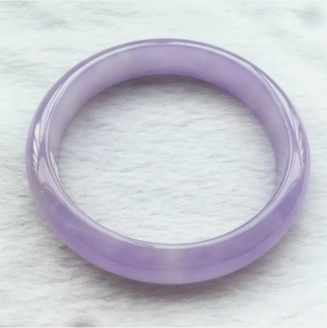 10% OFF- 55/56/57mm Certified Natural Lavender Jadeite Emerald A*Jade HandCarved Lucky Bracelet Bangle X256