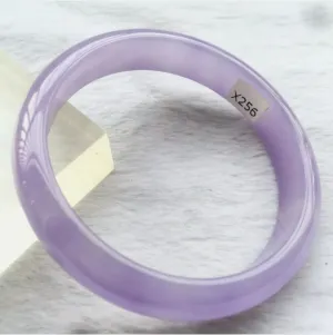 10% OFF- 55/56/57mm Certified Natural Lavender Jadeite Emerald A*Jade HandCarved Lucky Bracelet Bangle X256