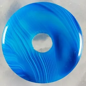 10% OFF- Certified Natural Blue Emerald A*Jade HandCarved Safety Donut Pendant