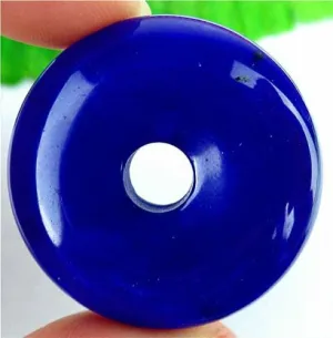10% OFF- Certified Natural Blue Emerald A*Jade HandCarved Safety Donut Pendant