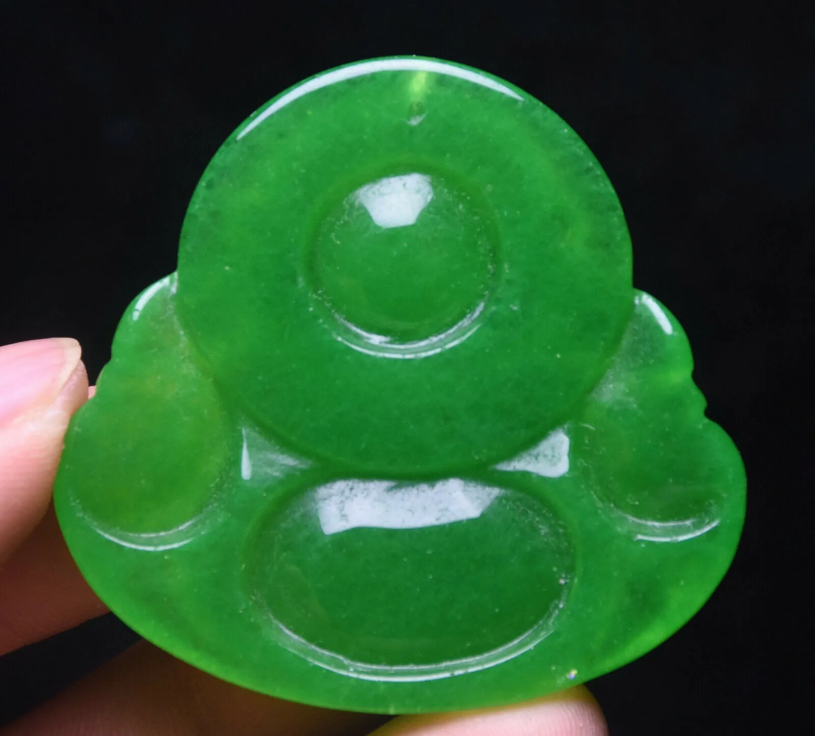 10% OFF- Certified Natural Jadeite Emerald A*Jade HandCarved Blessing Happy Buddha Pendant《Grade A》A1940