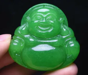 10% OFF- Certified Natural Jadeite Emerald A*Jade HandCarved Blessing Happy Buddha Pendant《Grade A》A1940