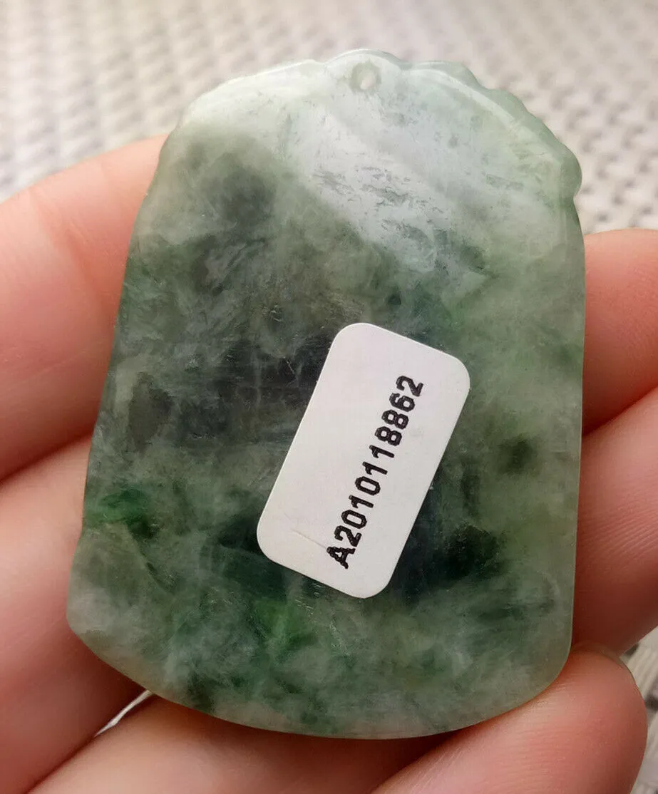10% OFF- Certified Natural Jadeite Emerald A*Jade HandCarved Lucky Dragon Jade Pendant A8862