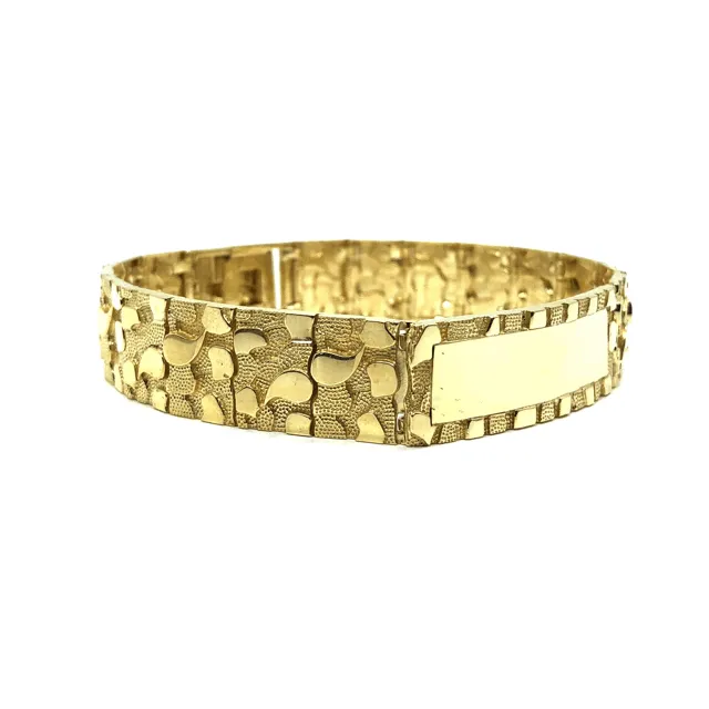 10K 14MM Nugget ID Bracelet MB-022