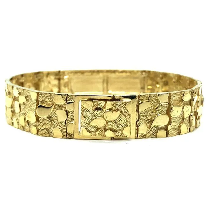 10K 14MM Nugget ID Bracelet MB-022