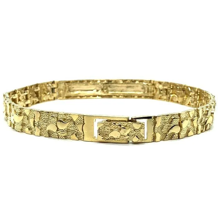 10K 7MM Nugget ID Bracelet MB-019