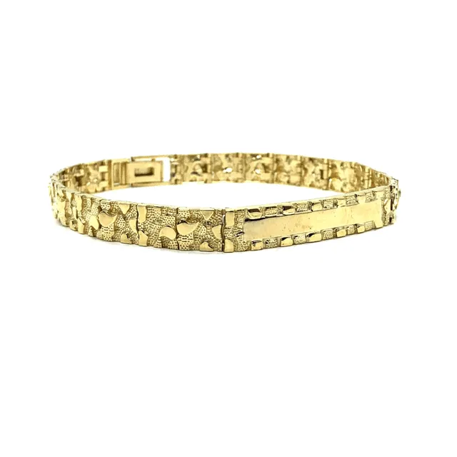 10K 7MM Nugget ID Bracelet MB-019