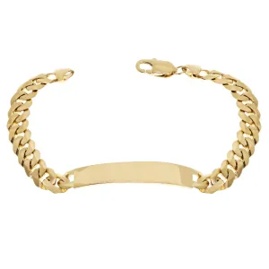 10k Yellow Gold Solid Curb Cuban Link ID Chain Bracelet 7" - 9" 10.2mm
