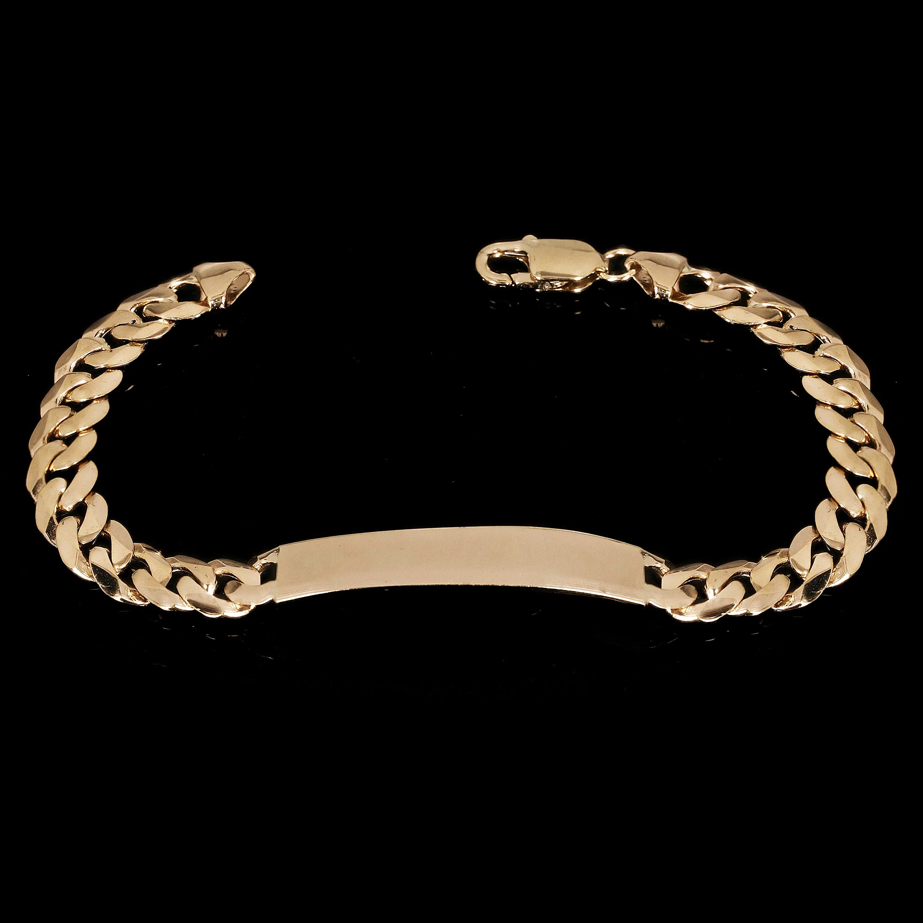 10k Yellow Gold Solid Curb Cuban Link ID Chain Bracelet 7" - 9" 10.2mm