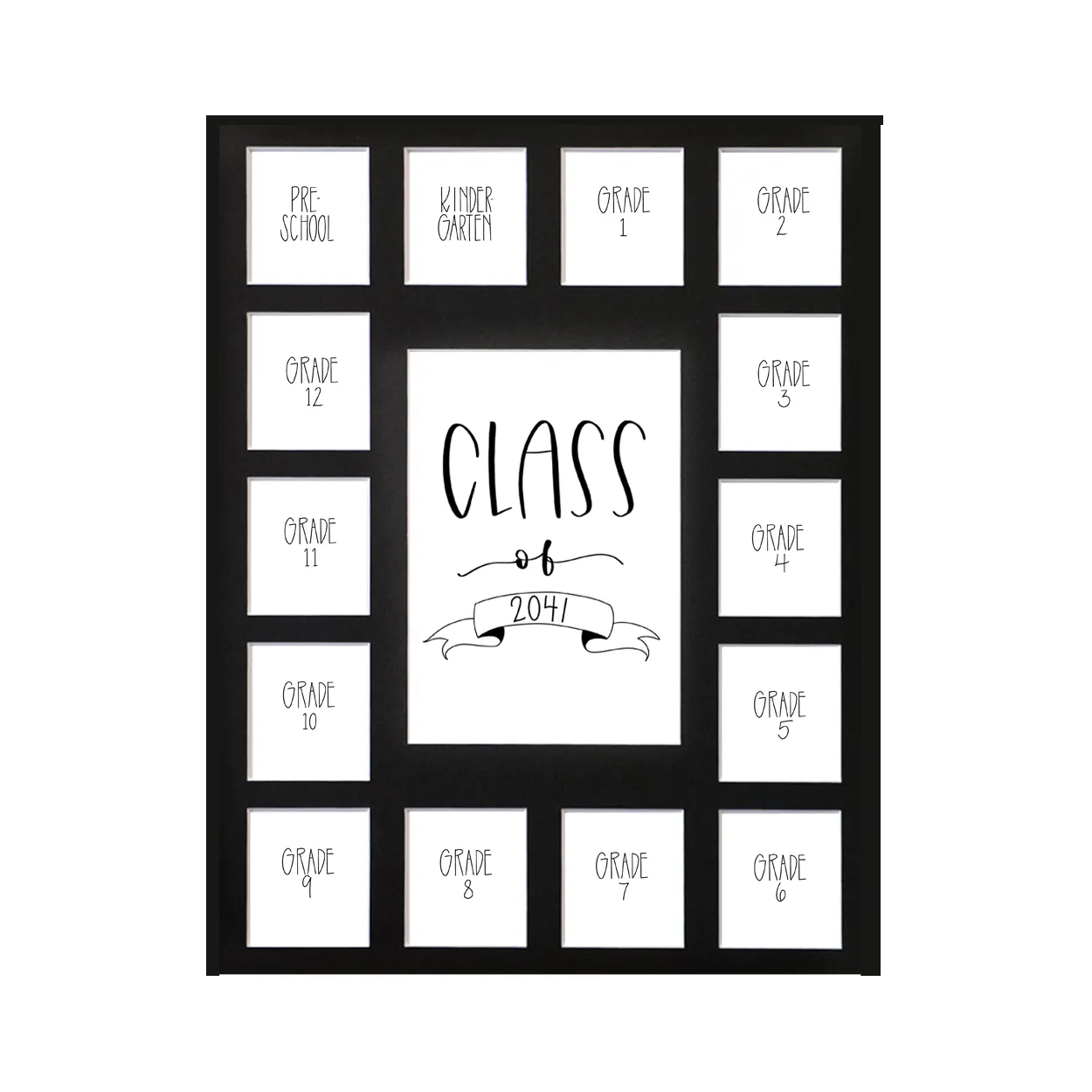11x14 White School Picture Frame, Black Mat