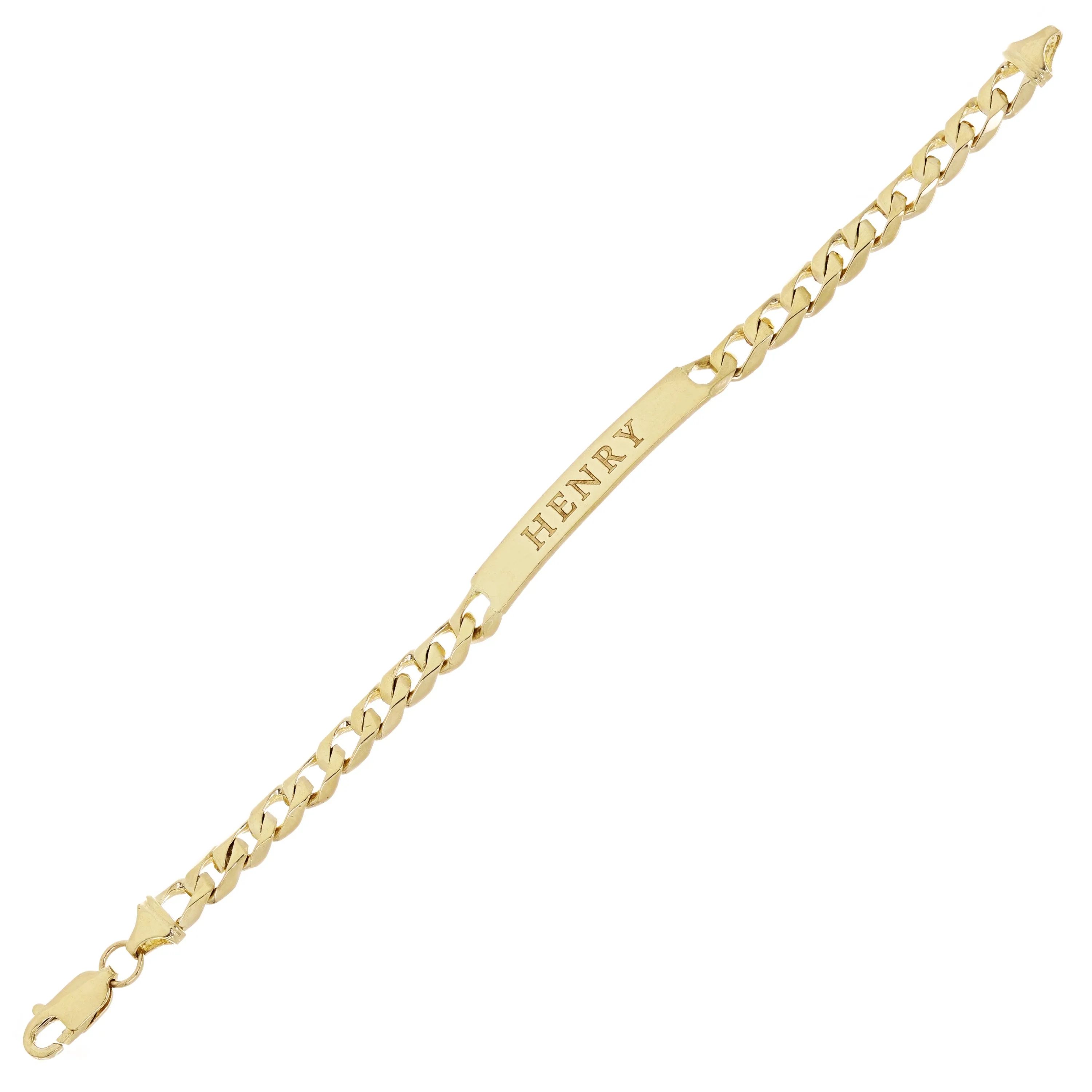 14k Yellow Gold Cuban ID Bracelet Engraveable 6mm Various Lengths