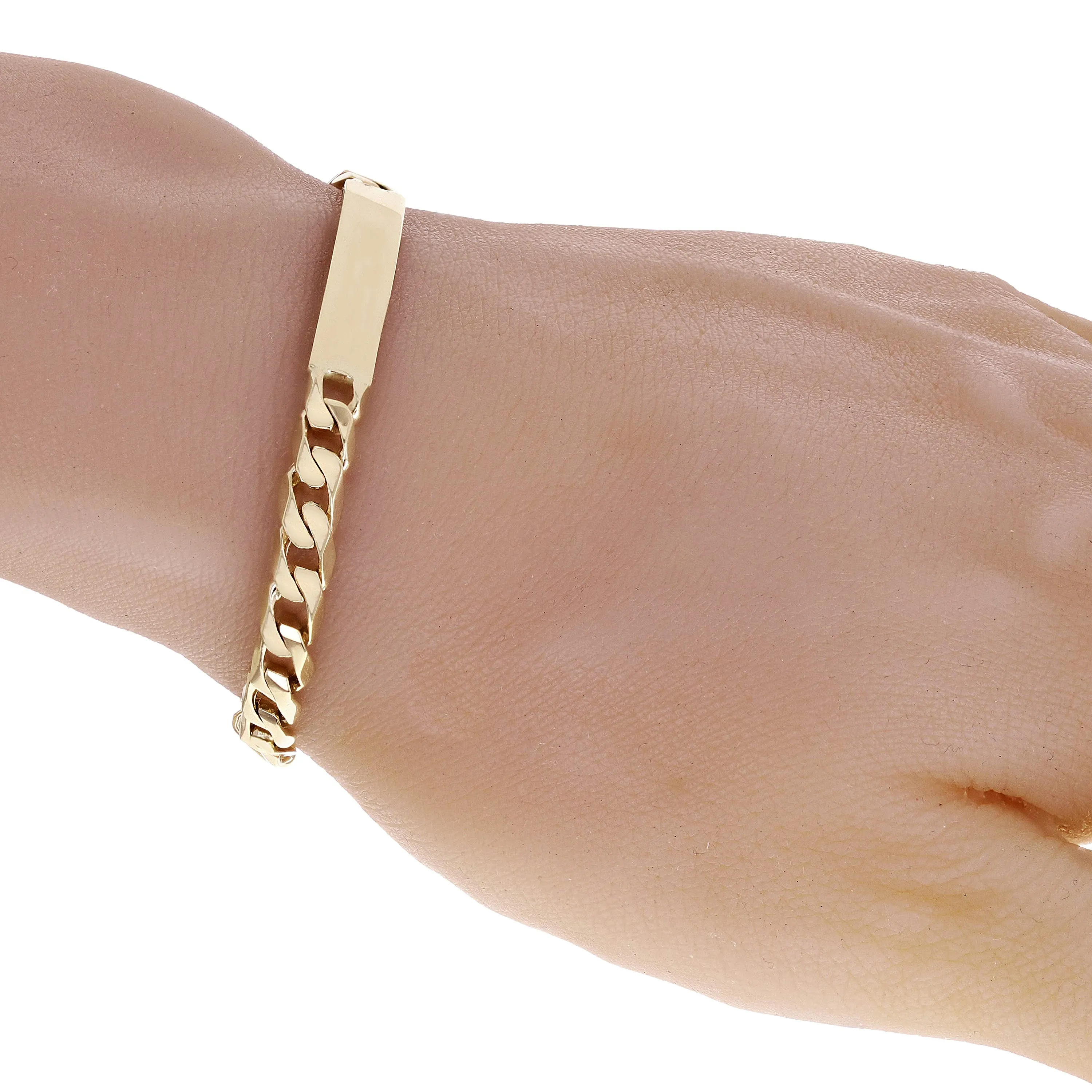 14k Yellow Gold Cuban ID Bracelet Engraveable 6mm Various Lengths