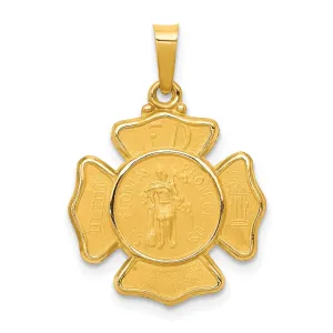 14k Yellow Gold St.Florian Badge Medal Pendant