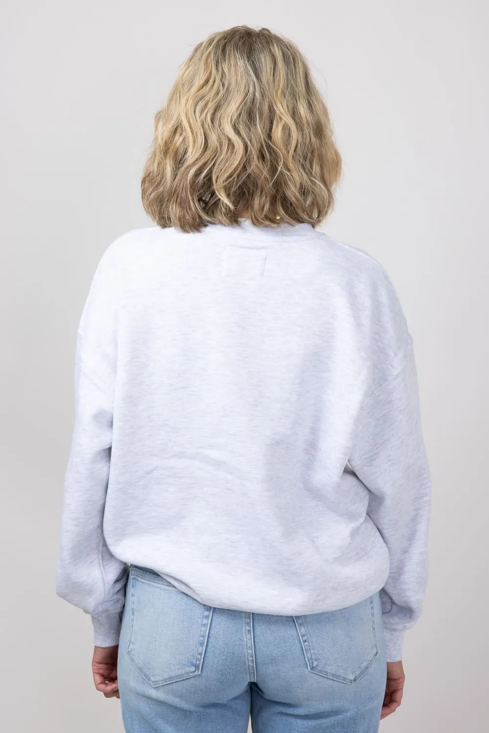 1897 Active Mama Claus Embroidered Fleece Sweatshirt for Women in Ice Grey | GT512-MAMACLAUSE