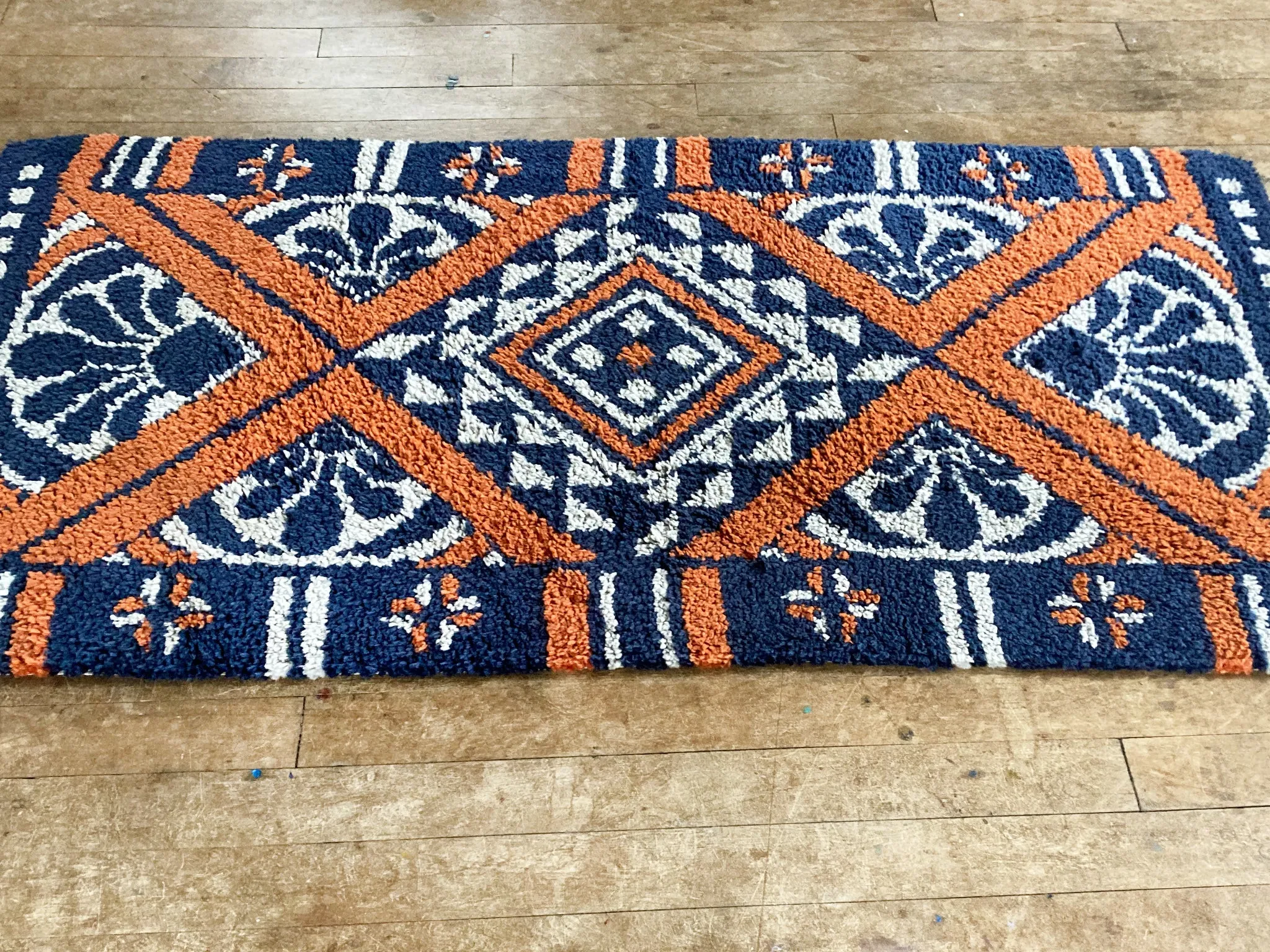 1960s Danish Rya Throw Rug - 5'9" x 3'