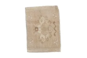 1x1.5 Vintage Distressed Bag Face Oushak Square Rug Mat