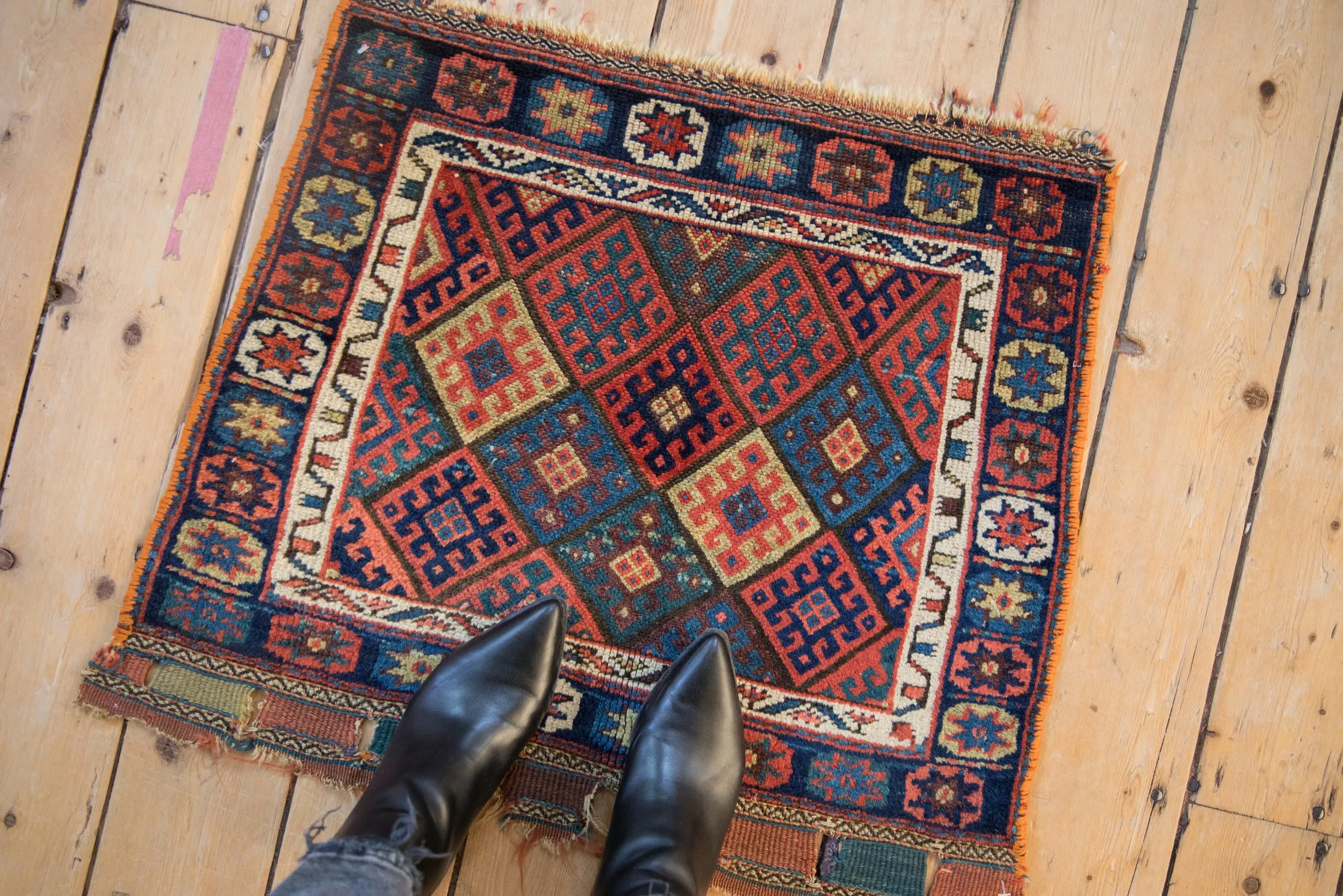 2 x 2.5 Antique Jaff Kurd Bag Face Square Rug Mat