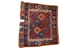 2 x 2.5 Antique Jaff Kurd Bag Face Square Rug Mat