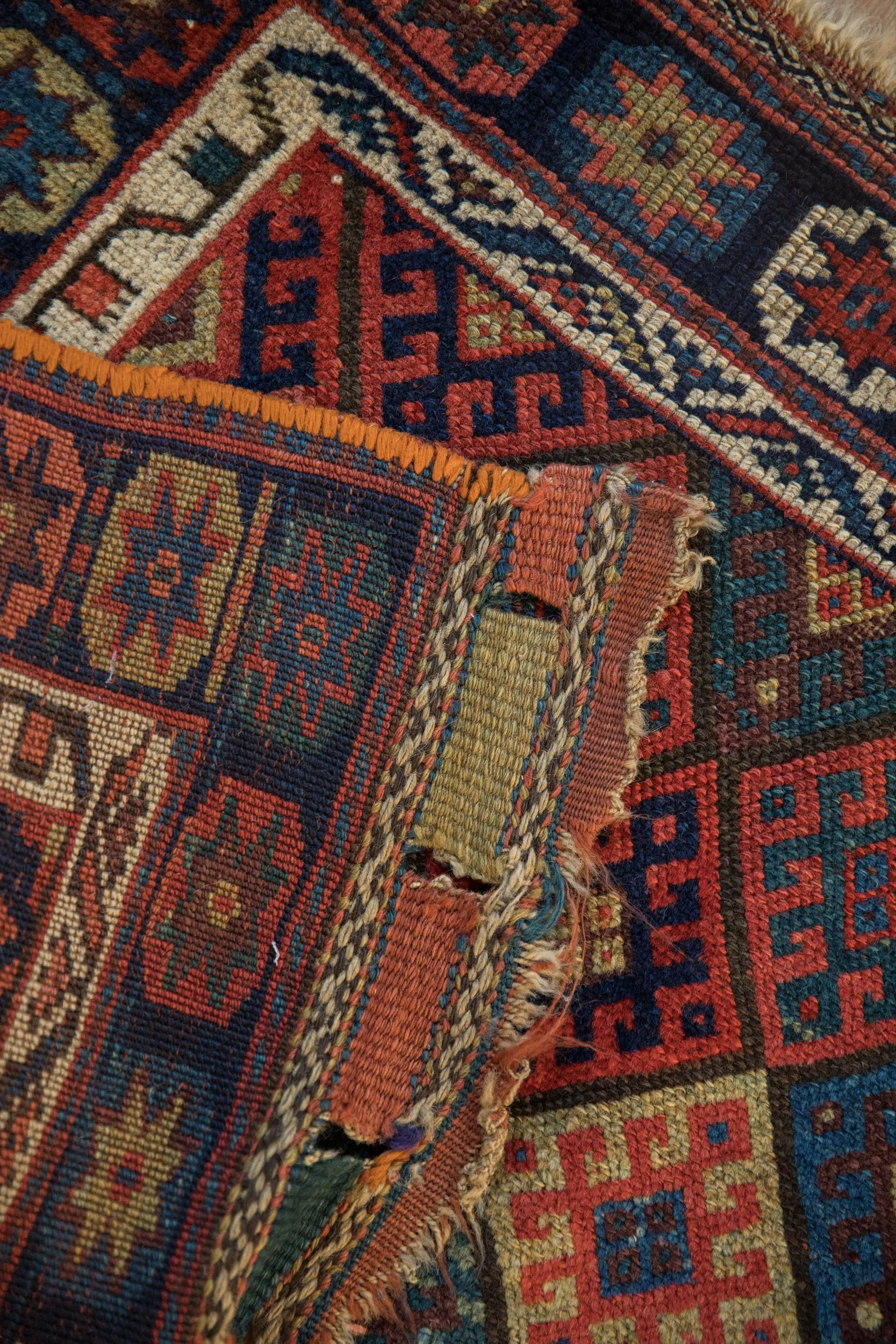 2 x 2.5 Antique Jaff Kurd Bag Face Square Rug Mat