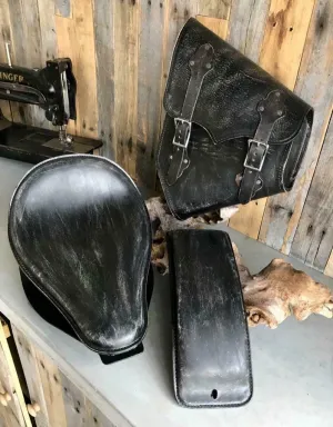 2000-2017 Harley Softail Spring Seat Pad Mounting Kit Saddle Bag BlkDis Leather
