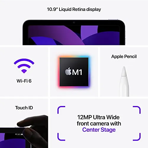 2022 Apple iPad Air (10.9-inch, Wi-Fi, 64GB) - Purple (5th Generation)