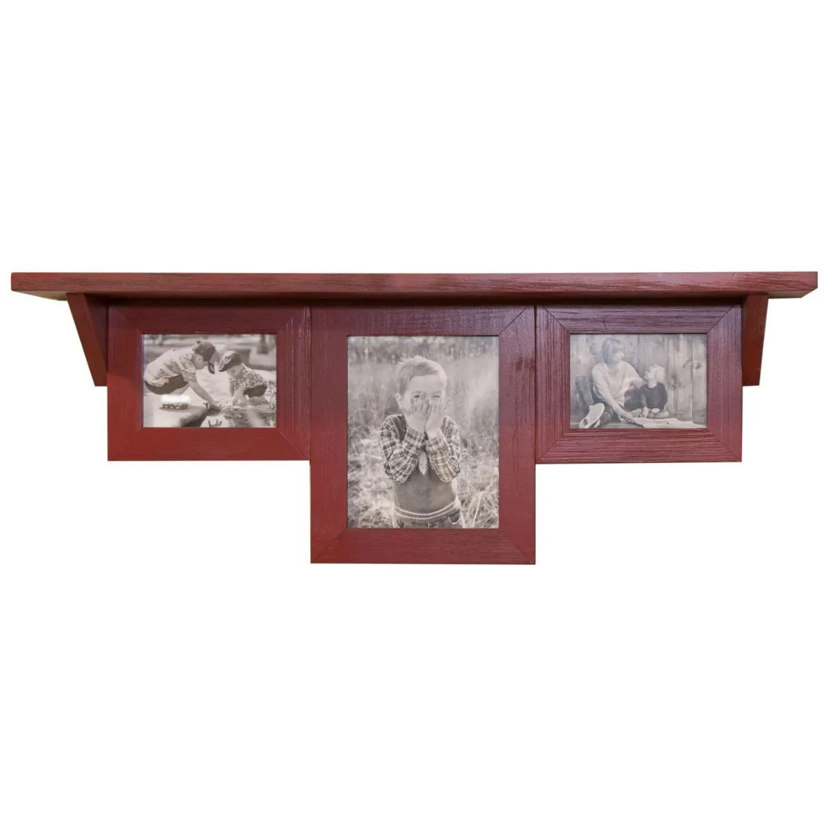 3 Opening Picture Shelf, Red Distressed