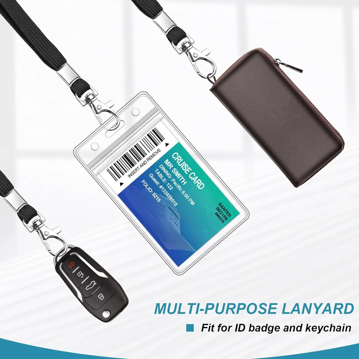 3 Pack Clear Waterproof ID Badge Holder with Lanyards for Office, School, Travel