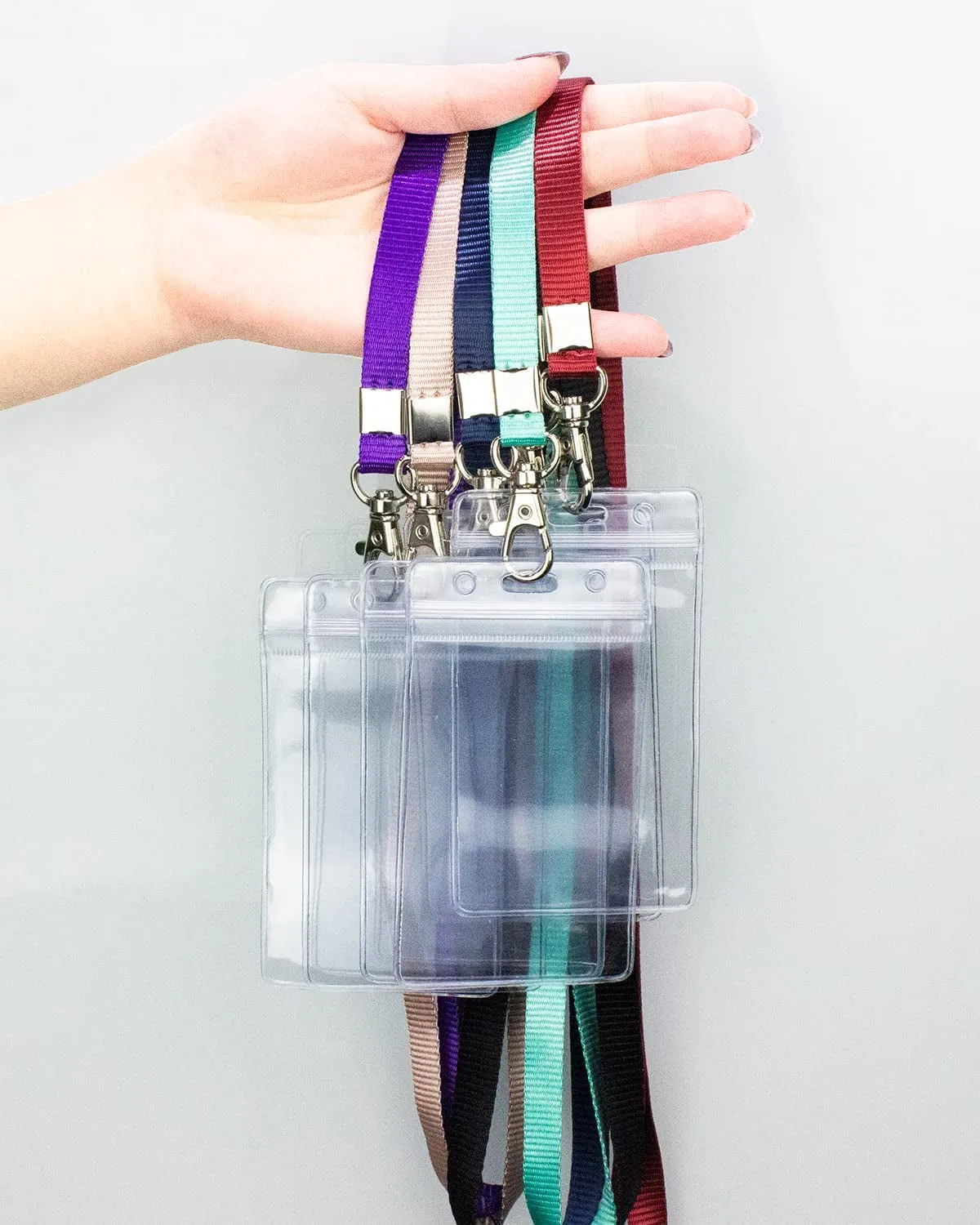3 Pack Clear Waterproof ID Card Holder with Lanyard for Office, School, Travel
