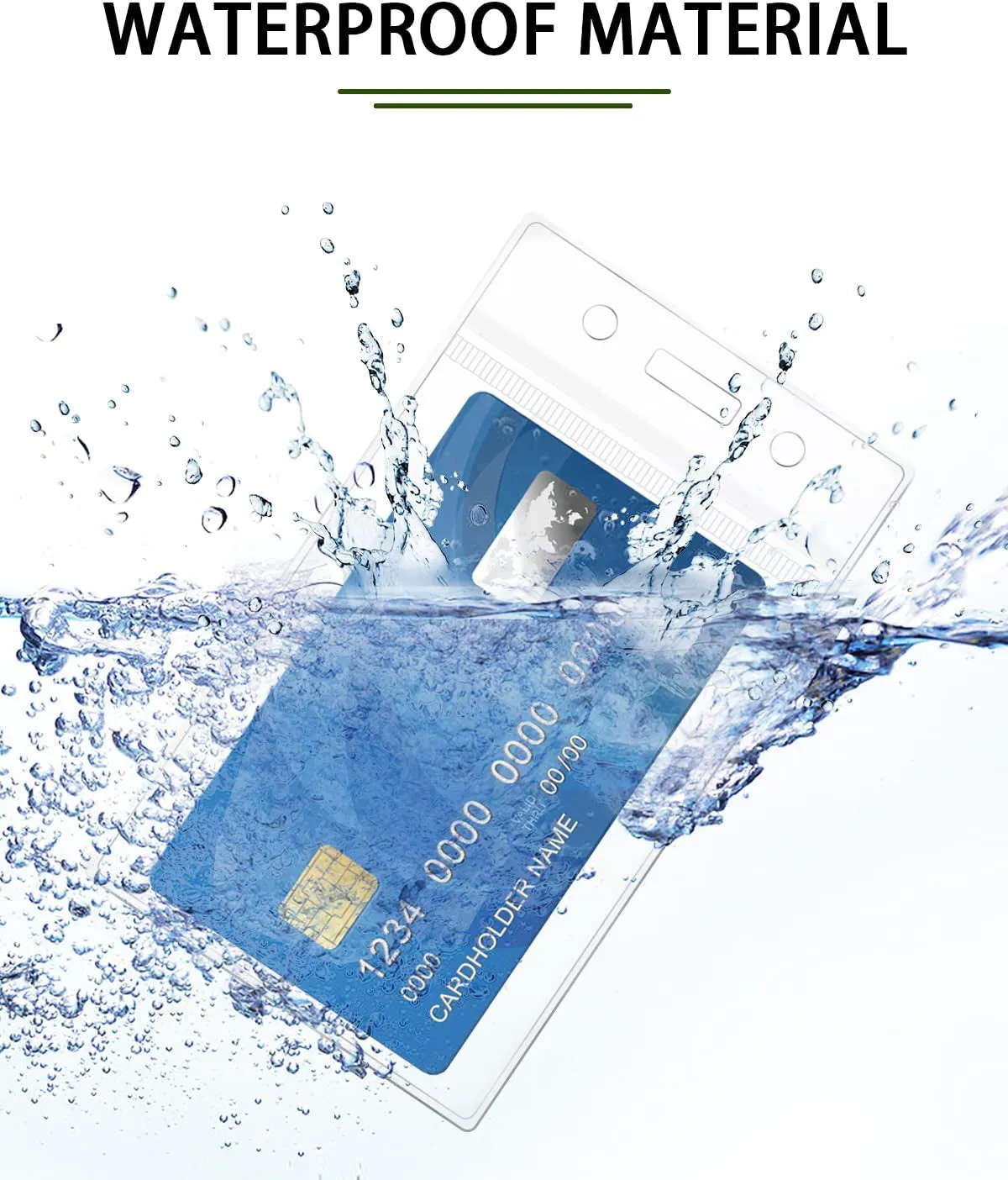 3 Pack Clear Waterproof ID Card Holder with Lanyard for Office, School, Travel
