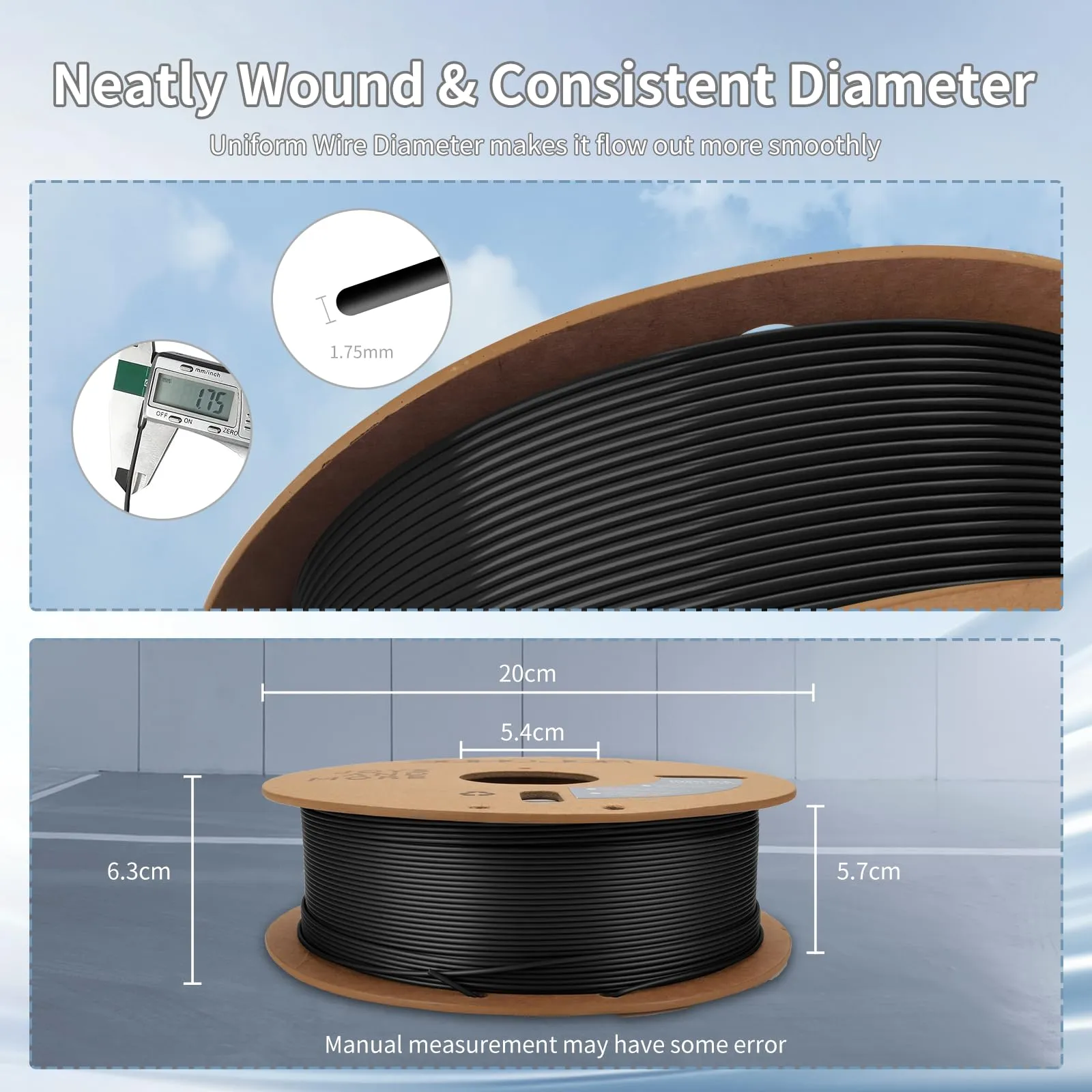 3D Printing Filament High-Speed PLA Filament 1.75mm 300mm/s 1kg Cardboard Spool Dimensional Accuracy  /- 0.03 mm Fit Most 3D FDM Printer -Black