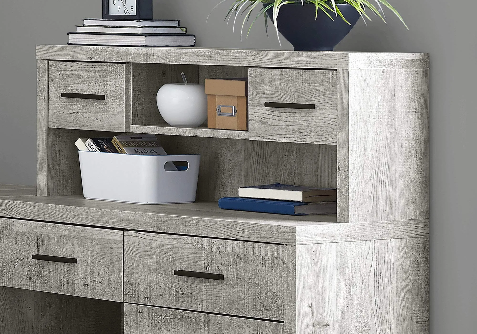 44.75" Grey Reclaimed Wood Particle Board, Laminate and MDF Computer Desk