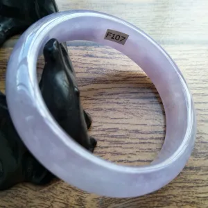 56/57/58mm Certified Natural Lavender Jadeite Emerald A*Jade HandCarved Lucky Bracelet Bangle F107