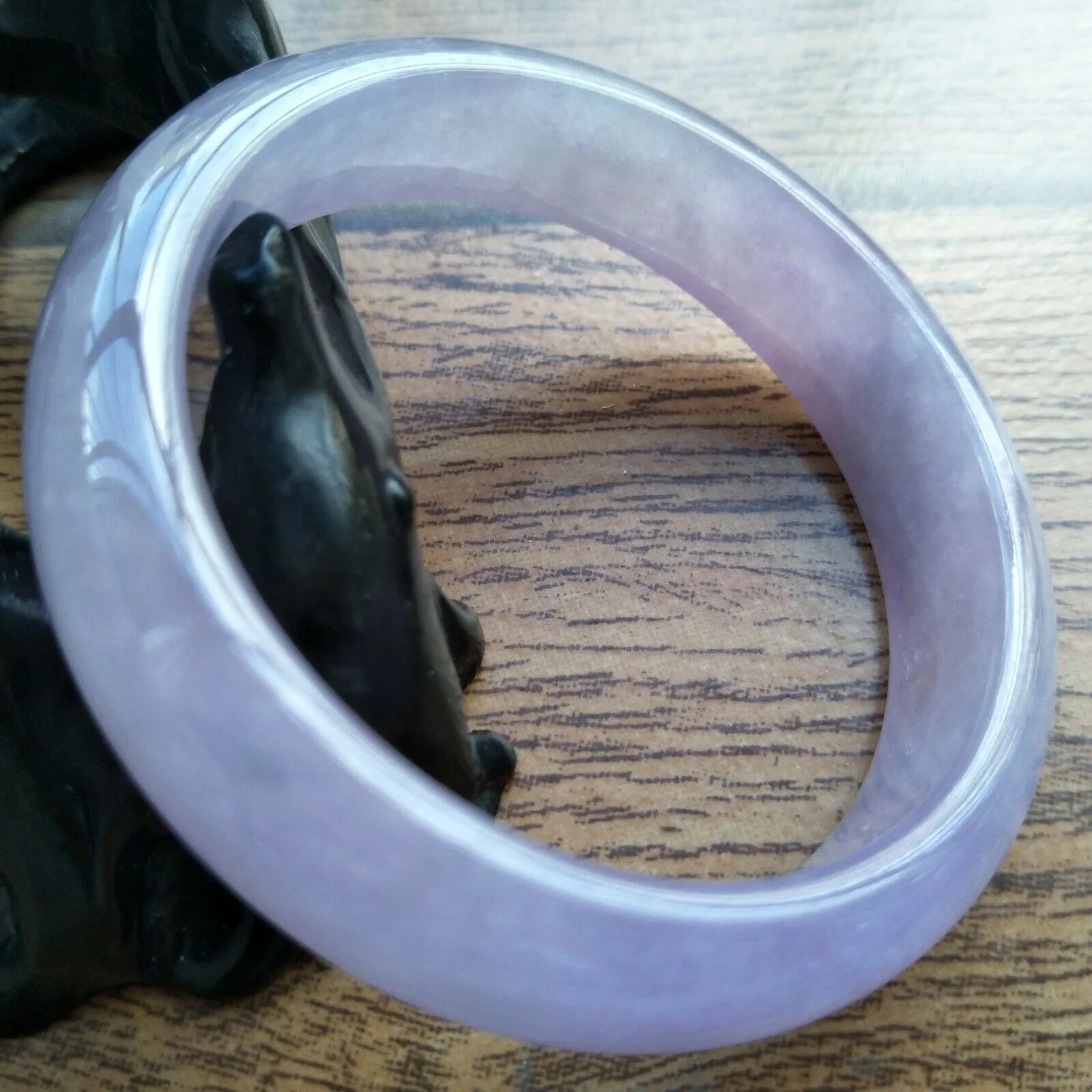 56/57/58mm Certified Natural Lavender Jadeite Emerald A*Jade HandCarved Lucky Bracelet Bangle F107