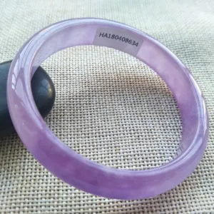 56/57/58mm Certified Natural Lavender Jadeite Emerald A*Jade HandCarved Lucky Bracelet Bangle HA8634