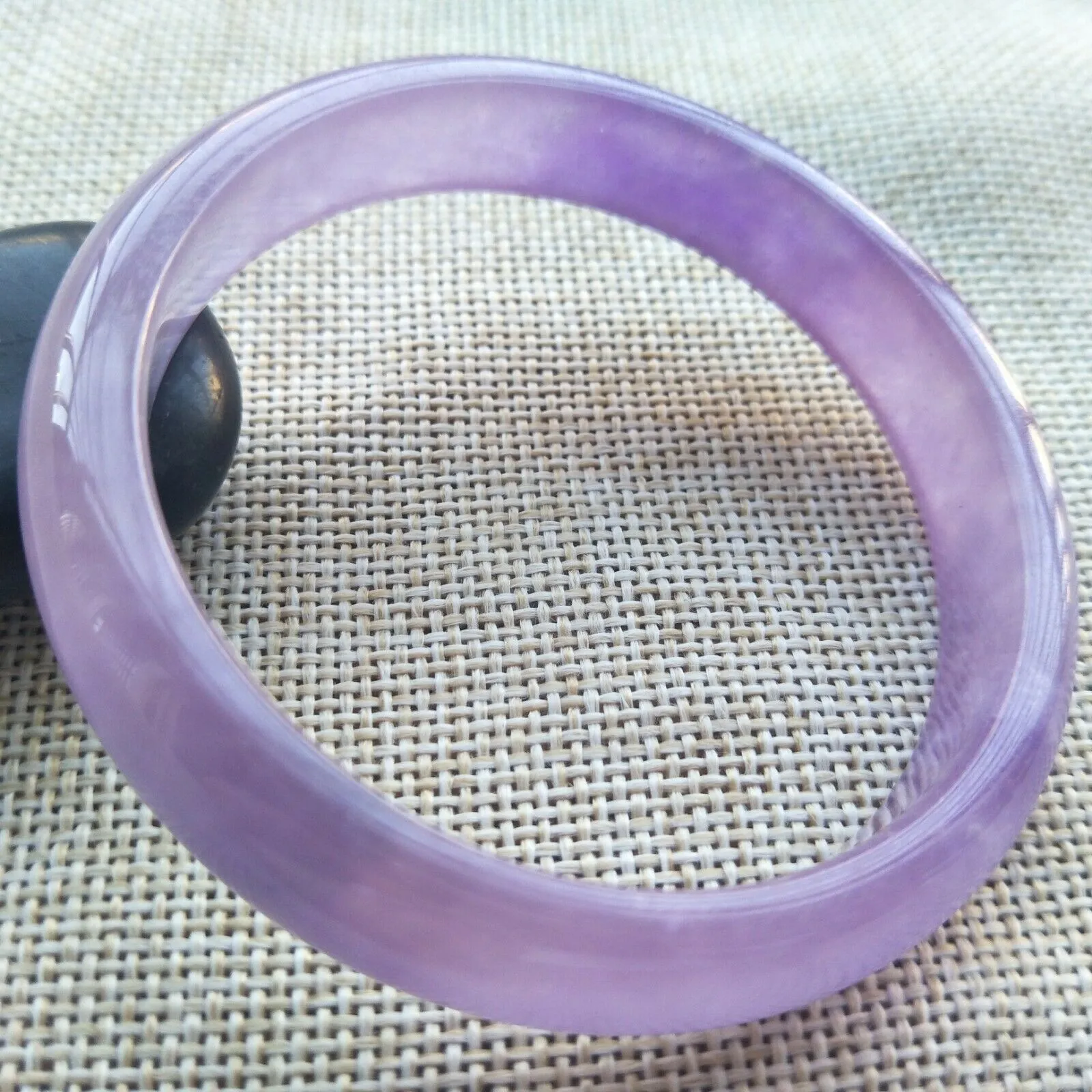 56/57/58mm Certified Natural Lavender Jadeite Emerald A*Jade HandCarved Lucky Bracelet Bangle HA8634
