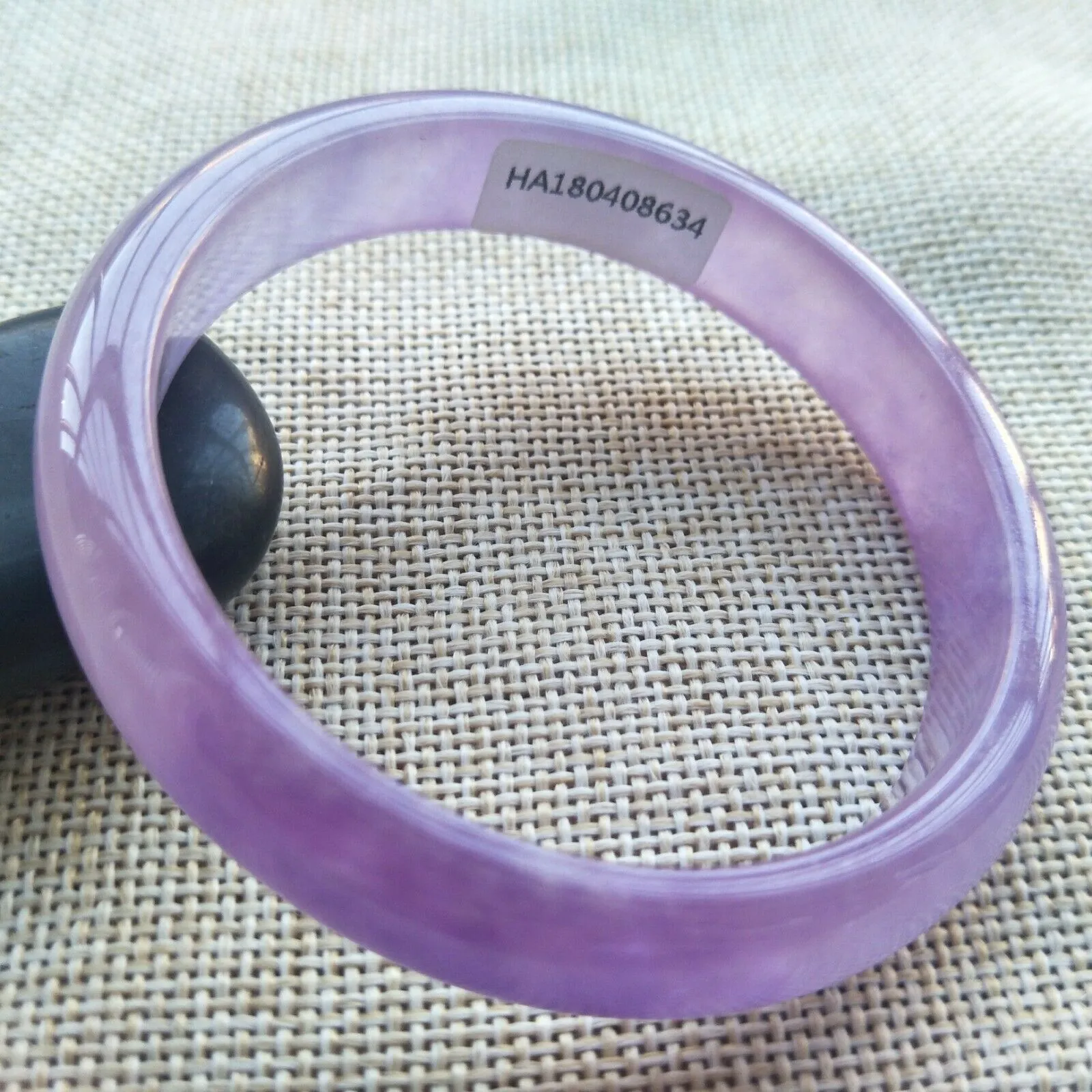 56/57/58mm Certified Natural Lavender Jadeite Emerald A*Jade HandCarved Lucky Bracelet Bangle HA8634