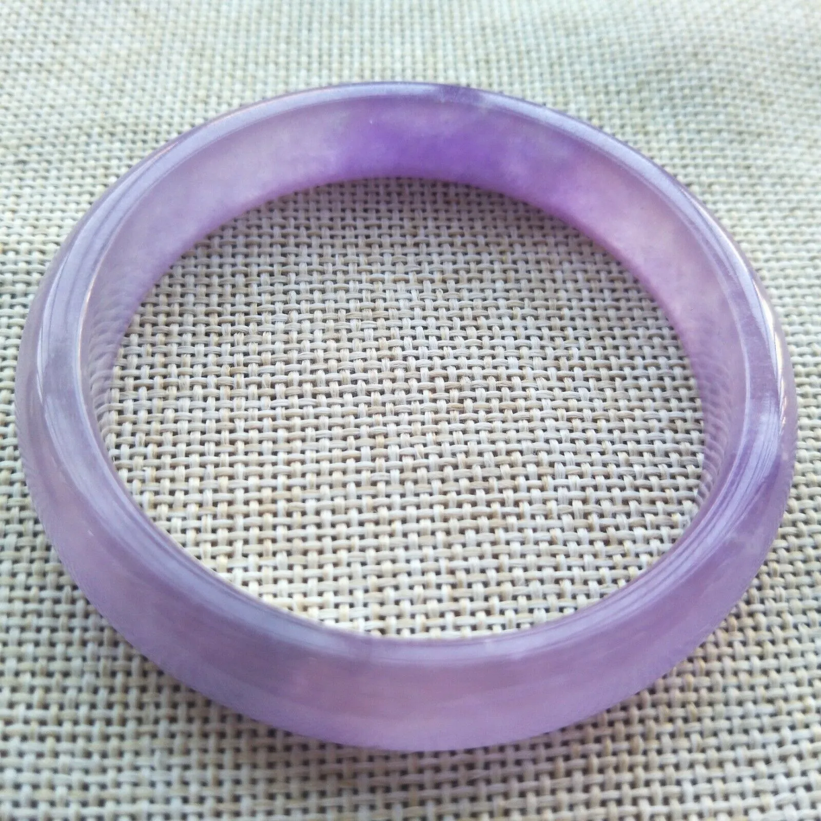 56/57/58mm Certified Natural Lavender Jadeite Emerald A*Jade HandCarved Lucky Bracelet Bangle HA8634