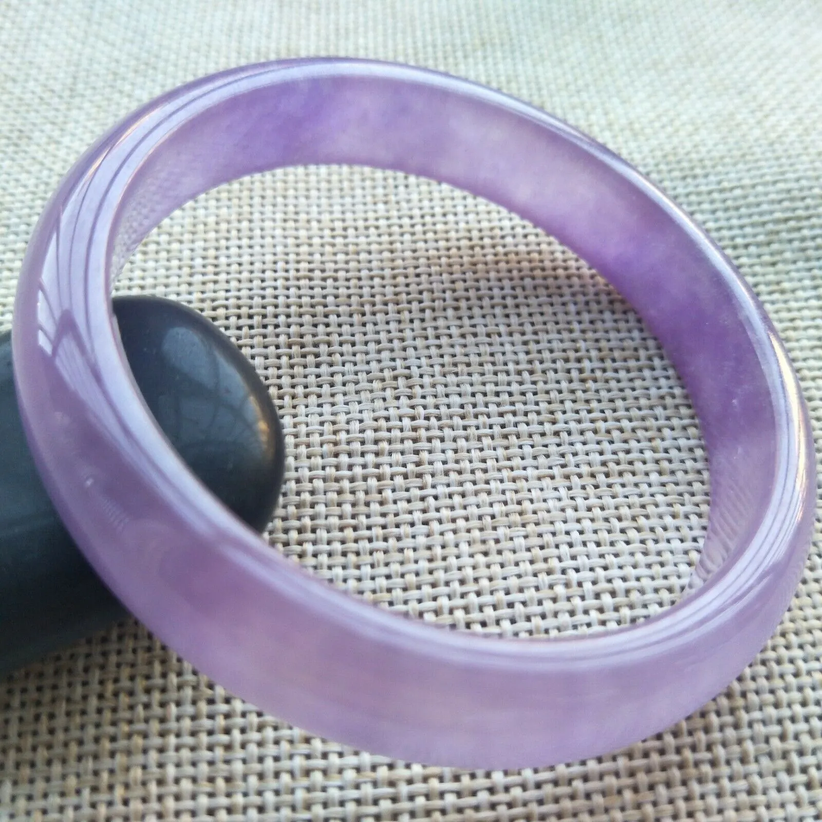 56/57/58mm Certified Natural Lavender Jadeite Emerald A*Jade HandCarved Lucky Bracelet Bangle HA8634