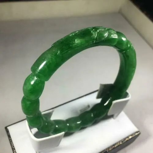 57-59mm Certified Natural Green Jadeite Emerald A Jade HandCarved Dragon Round Bracelet Bangle GX3134 with Gift Box