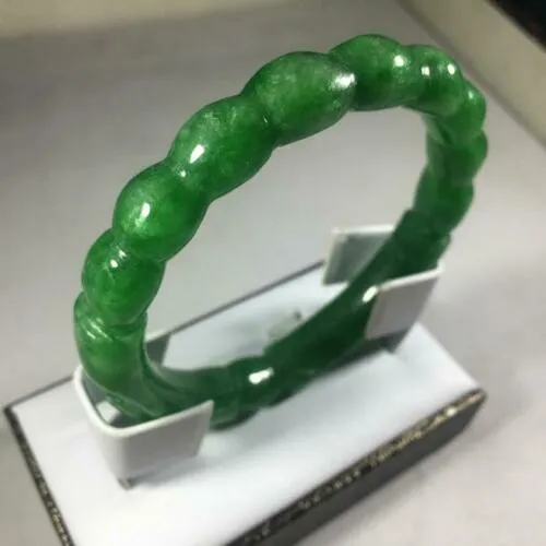 57-59mm Certified Natural Green Jadeite Emerald A Jade HandCarved Dragon Round Bracelet Bangle GX3134 with Gift Box